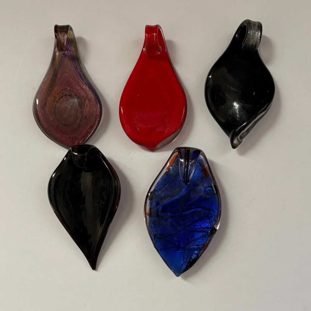 Handmade Glass Pendant Lot - Multicolor Artistic Teardrops & Abstract Shapes - Picture 9 of 9